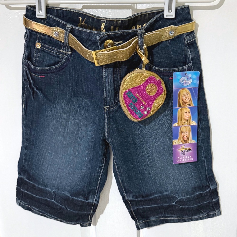 Vintage Disney Hannah Montana Platinum Collection Denim Shorts Gold Belt Kids 12